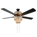 River of Goods Glam 52 inch Width Crystal Double-lit LED Ceiling Fan, Amber