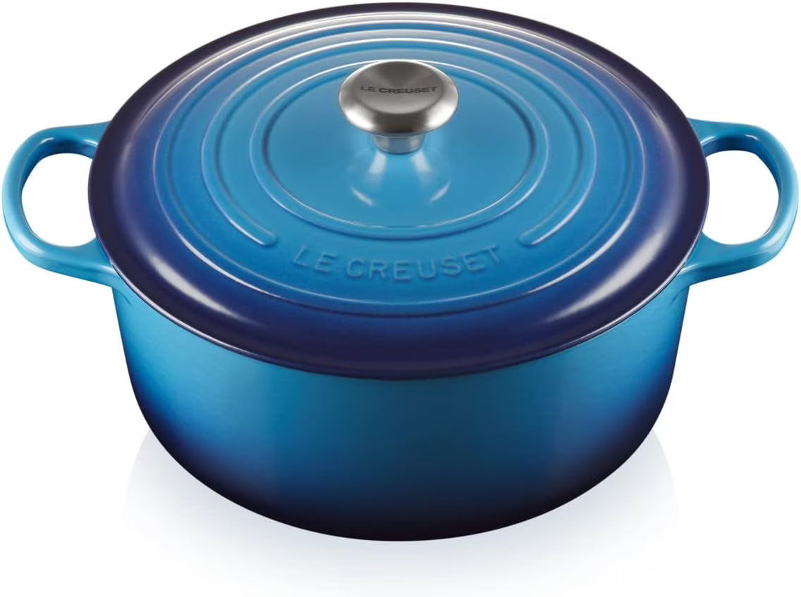 Le Creuset Signature Enamelled Cast Iron 28cm Round Casserole Dish with Lid, Blue