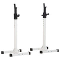 HOMCOM Hantelständer, 2er-Set, bis 150 kg belastbar, höhenverstellbar, Stahl, weiß+schwarz, 52 x 48 x 160 cm