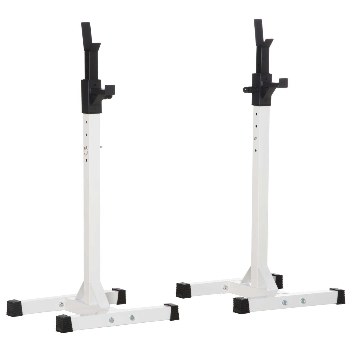 HOMCOM Hantelständer, 2er-Set, bis 150 kg belastbar, höhenverstellbar, Stahl, weiß+schwarz, 52 x 48 x 160 cm