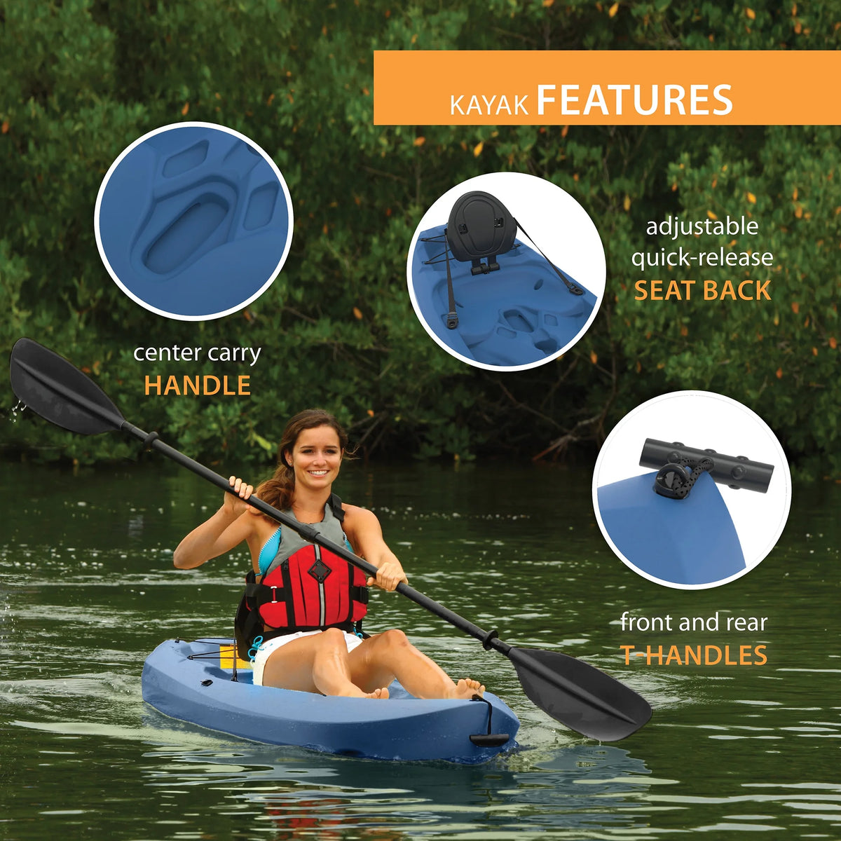 Lifetime Daylite 8 Ft Sit - on - Top Kayak, Red (90775)