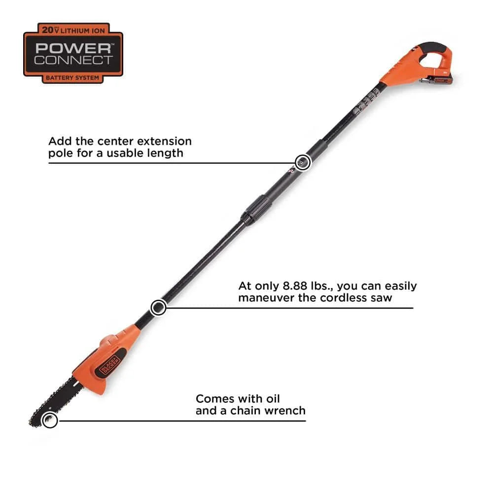 BLACK+DECKER 20V Max* Lithium Pole Pruning Saw, Bare Tool Only (LPP120B)