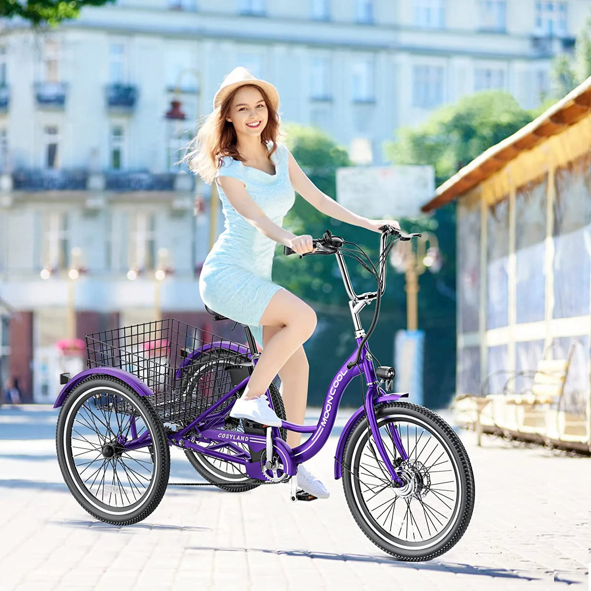 ABORON 24" 26" Electric Tricycles, 36V 10ah 350W Lithium Battery, 7 Speed E - Trike for Adults with Large Capacity Rear Basket & Adjustable Seat
