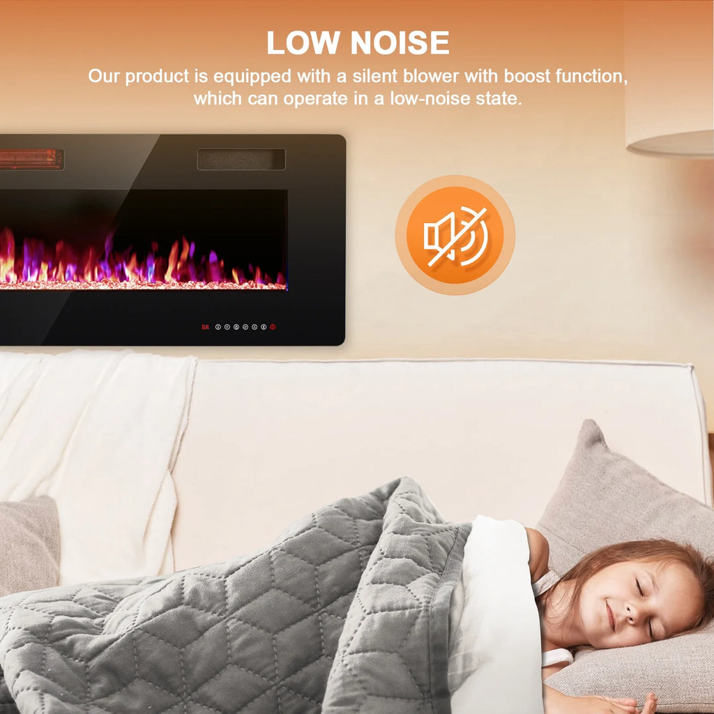 KISSAIR 60 Indoor Electric Fireplace Ultra Thin Fireplace, Wall Mounted Recessed Fireplace with Multiple Colors