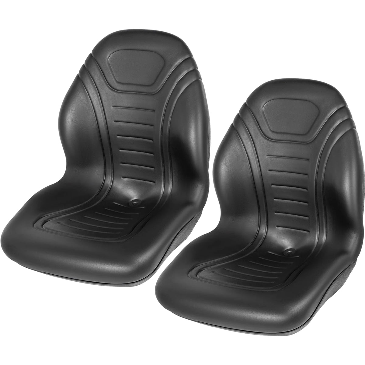 VEVOR 2pcs Universal Tractor Seat Replacement, Compact High Back Mower Seat Pair, Black Vinyl Forklift Seat, Central Drain Hole Skid Steer Seat with Mounting Bolt Patterns of 8" x 11.5" & 11.25" x 11.5"