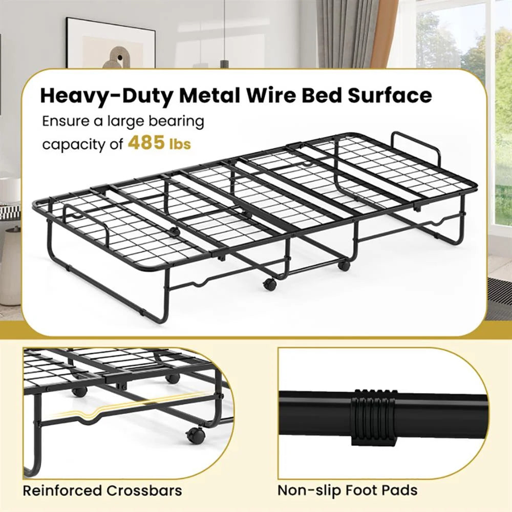 Kepooman Twin Size Folding Bed with Memory Foam Mattress and Heavy - Duty Metal Frame
