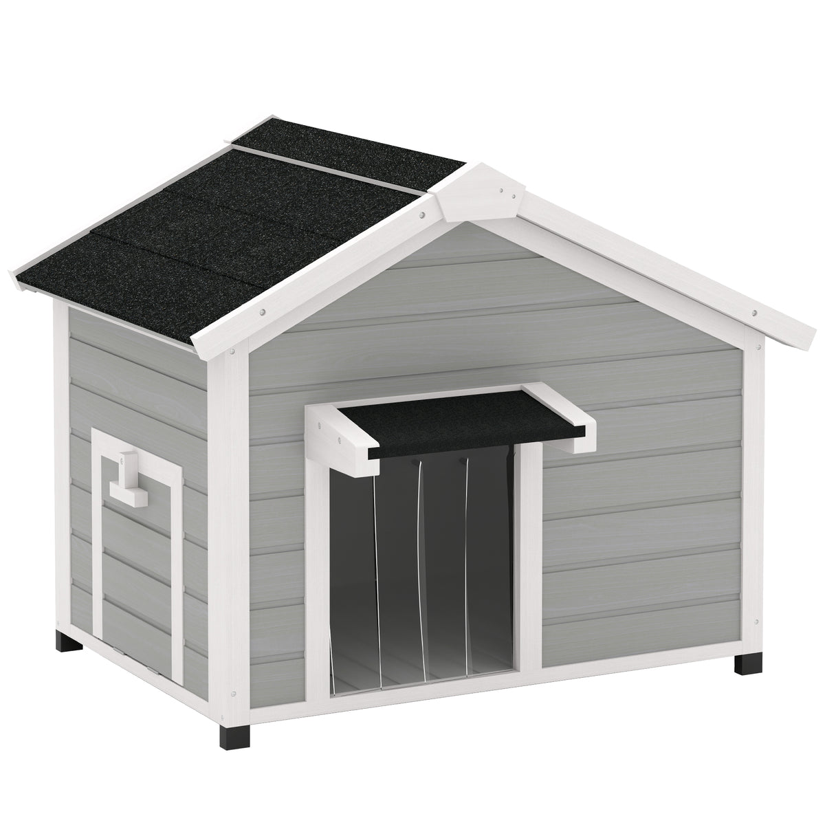 PawHut Massives Holz Hundehaus im Freien Hundehütte mit abnehmbarem Dach 95 x 68 x 76 cm hellgrau