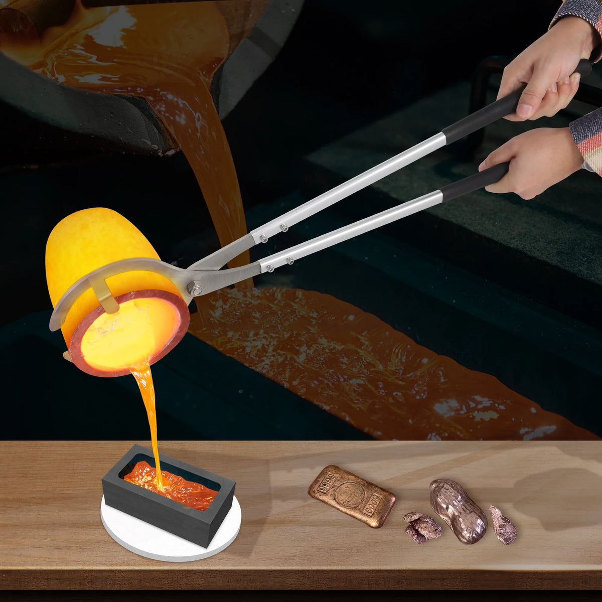 7KG Propane Melting Furnace Kit with Two Tongs and Crucible, All New Kiln Metal Foundry Furnace Smelting Gold Silver Copper Aluminum, Metal Recycle Home Smelting Casting Tool