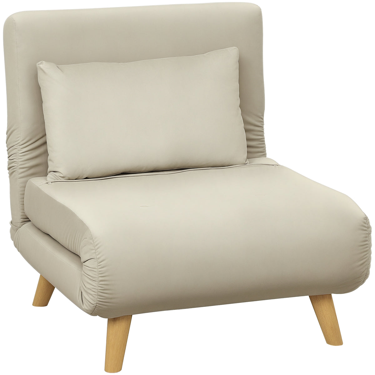 HOMCOM Klappsessel mit Bettfunktion, Klappbarer Relaxsessel in Samtoptik, Verstellbare Lehne, bis 120 kg belastbar, Beige