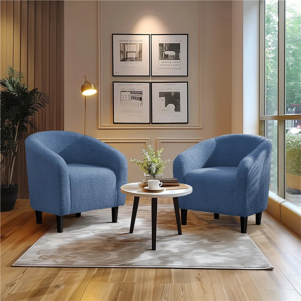 Yaheetech Upholstered Club Chair Accent Barrel Chair, Ivory