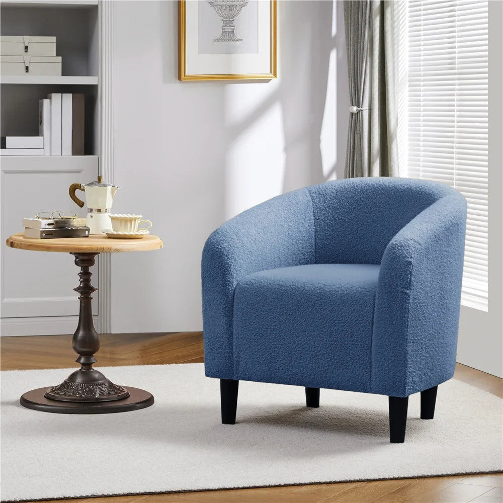 Yaheetech Upholstered Club Chair Accent Barrel Chair, Ivory