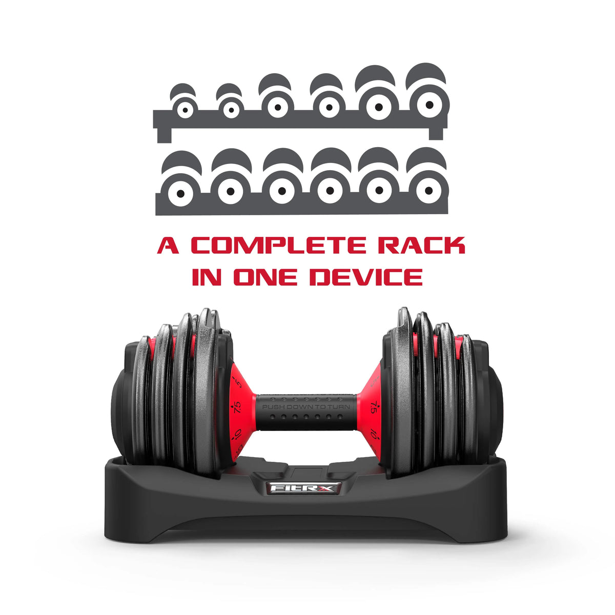 Fitrx Adjustable Dumbbells 2 - Pack, 25 lb Smartbell Dumbbell Set with 9 - in - 1 Quick - Select Weights, 2.5 lb Increments for Home Gym