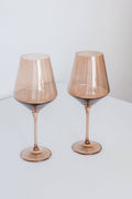 Estelle Colored Glass Stem Wineglasses, Set of 2 - Amber Smoke