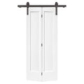 Paneled MDF Composite Bifold Barn Door with Installation Hardware Kit CALHOME Finish: Primed White, Size: 36" x 80"