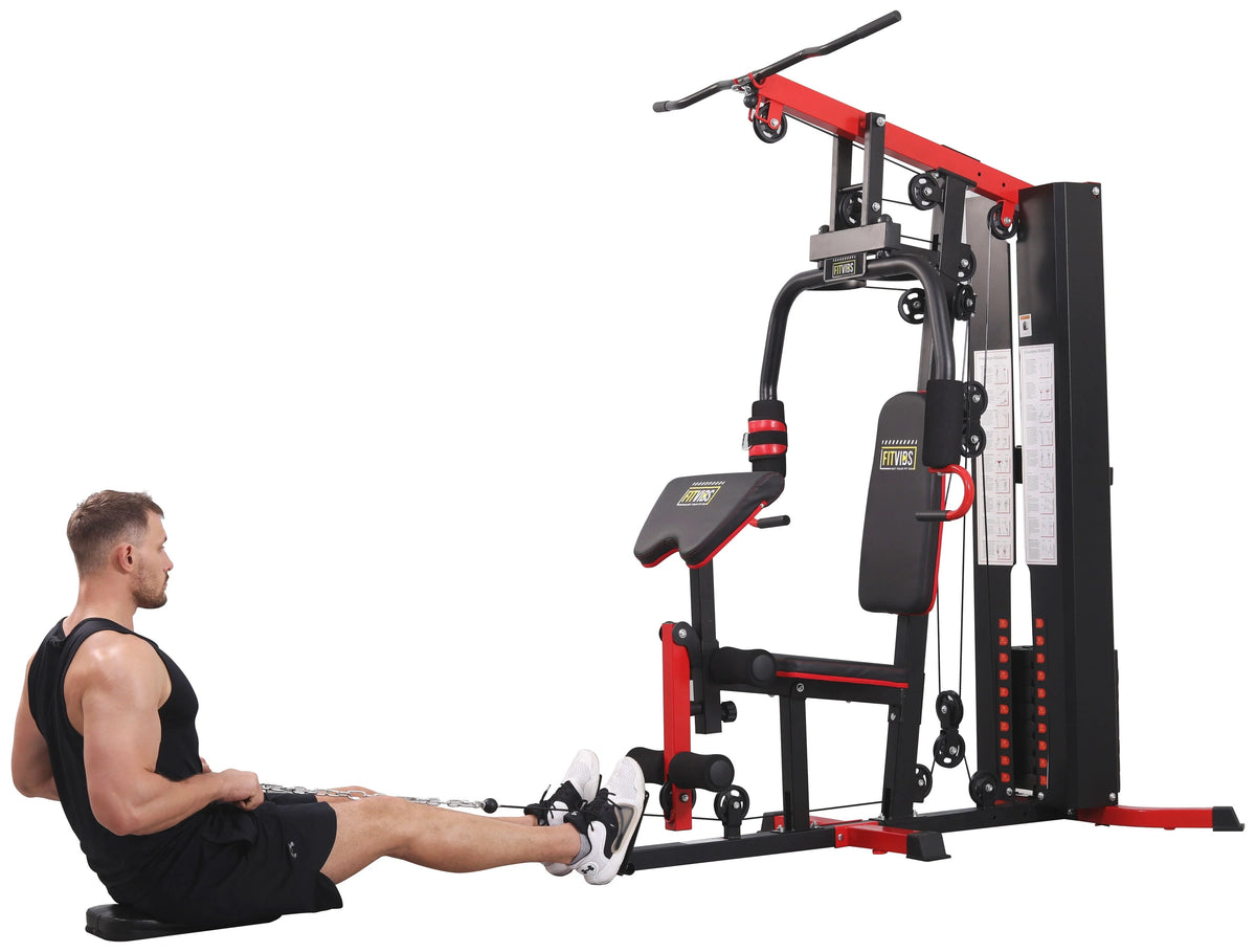 Fitvids LX750 Home Gym System Workout Station with 330 lb of Resistance, 122.5 lb Weight Stack, One Station, Comes with Installation Instruction Video, Ships in 5 Boxes