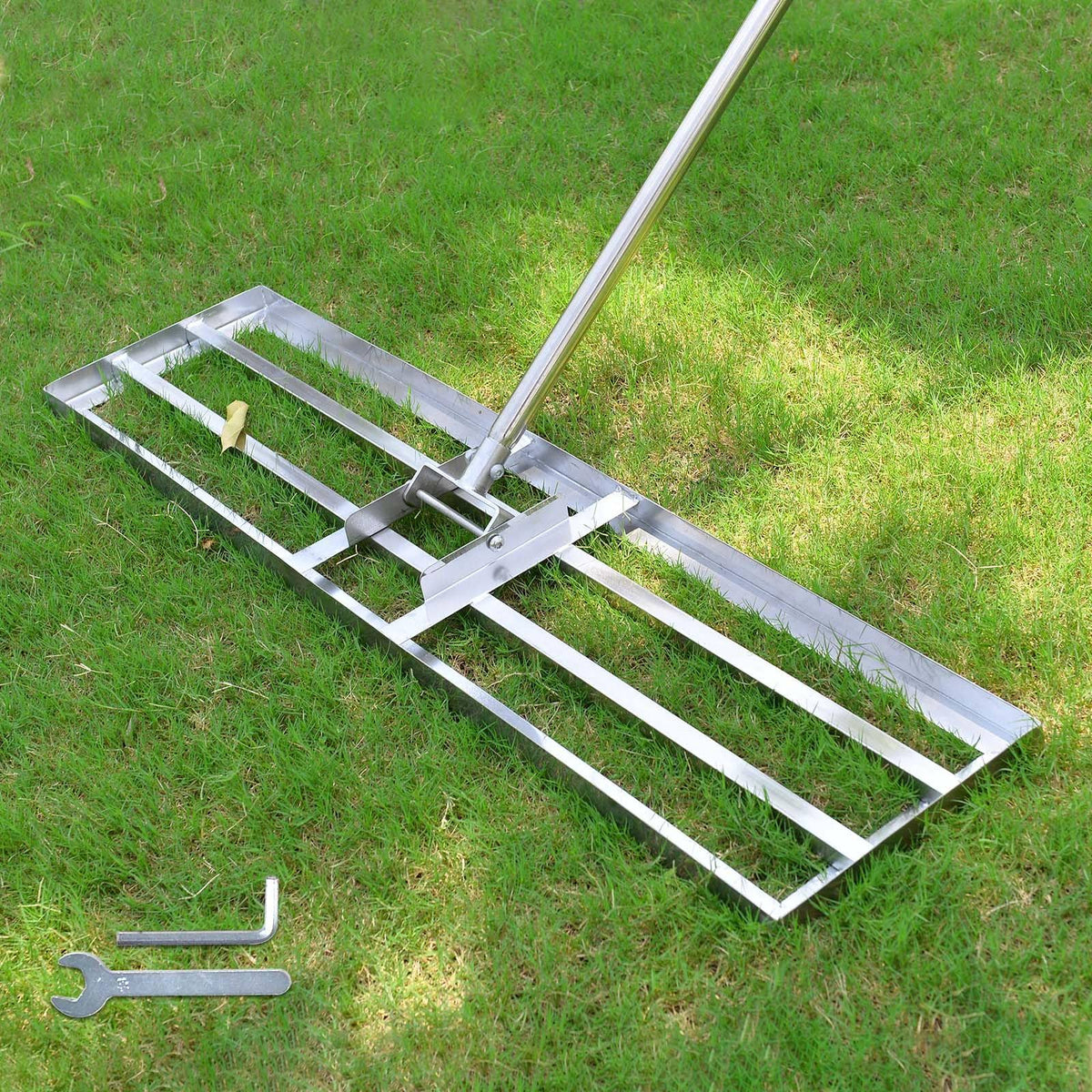 Scalebeard Lawn Leveling Rake-7 ft Level Lawn Tool / Soil Lawn Rake Stainless Steel Leveling Rake Landscape Rake with Handle for Garden Backyard