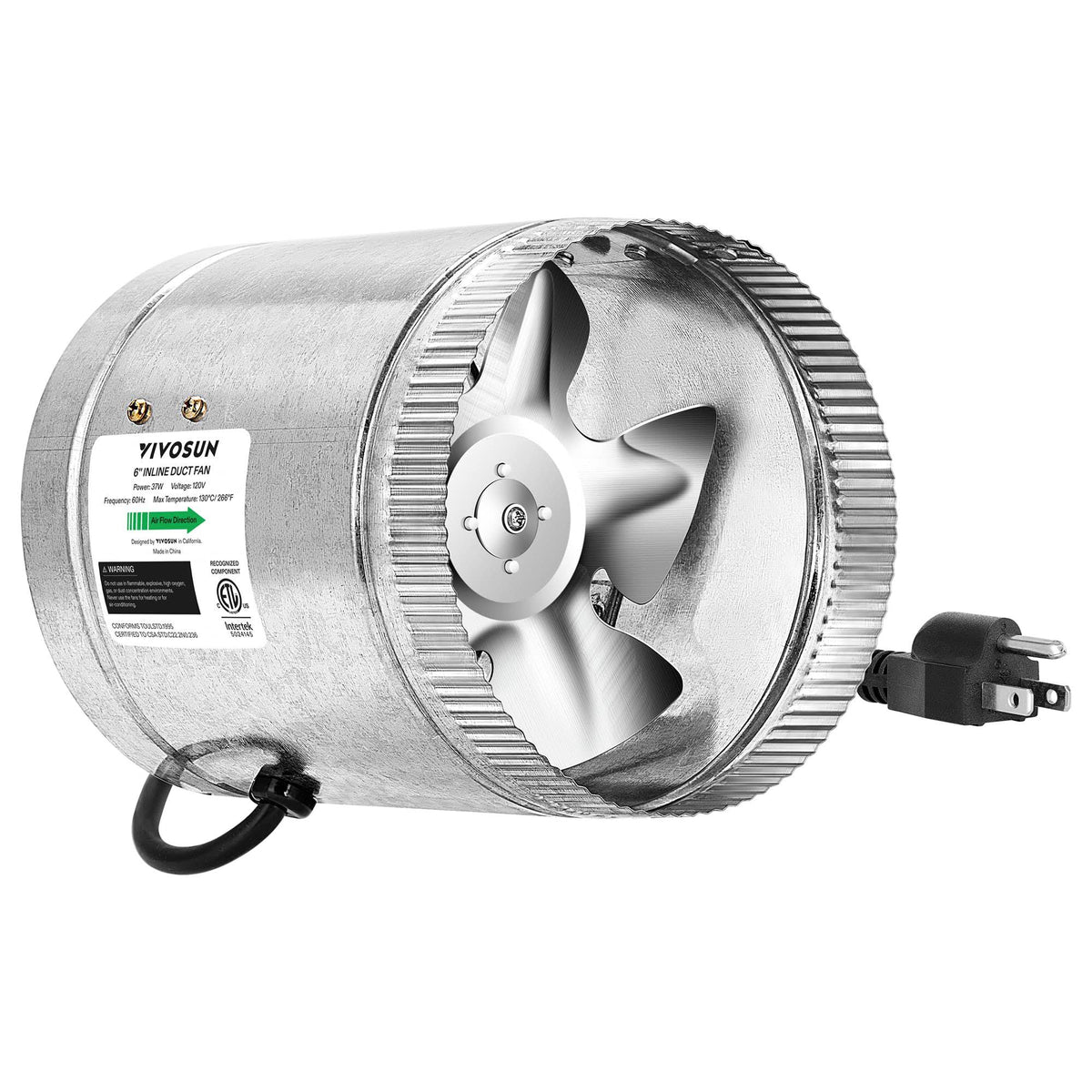 VIVOSUN 6 inch Inline Duct Booster Fan 240 CFM, Low Noise & Extra Long 5.5'