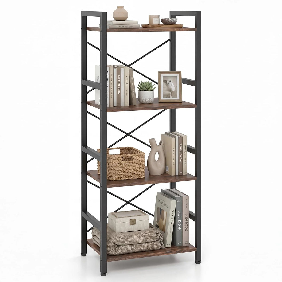 Tangkula 3-Tier Industrial Bookshelf for Home Office