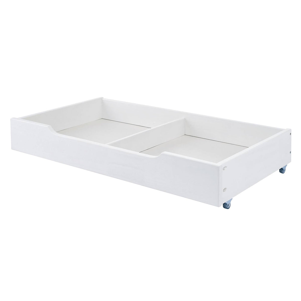 MUSEHOMEINC Solid Wood Under Bed Storage Drawer with 4-Wheels,,Suggested for Queen & King Platform Bed - Queen/King - White