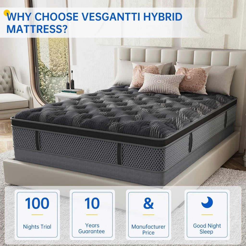 BEHOST Twin Mattress 10 in, Certipur - US Certified Eco - Friendly Twin Memory Foam Mattress, Motion - Free Pocket Springs Hybrid Mattress Twin Size