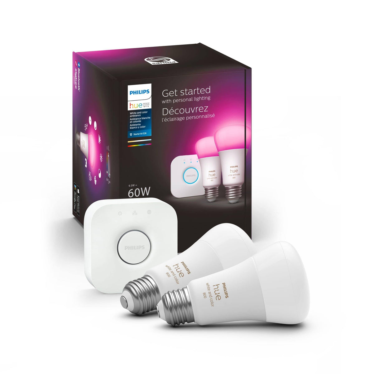 Hue White & Color Ambiance 60W A19 Smart LED Starter Kit