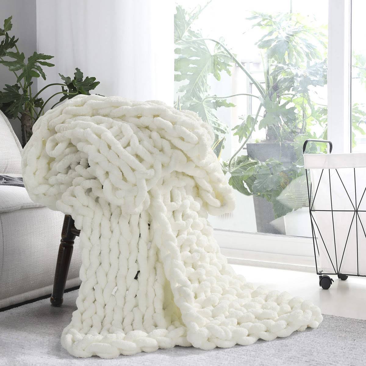 Donna Sharp Navy Chenille Knitted Throw