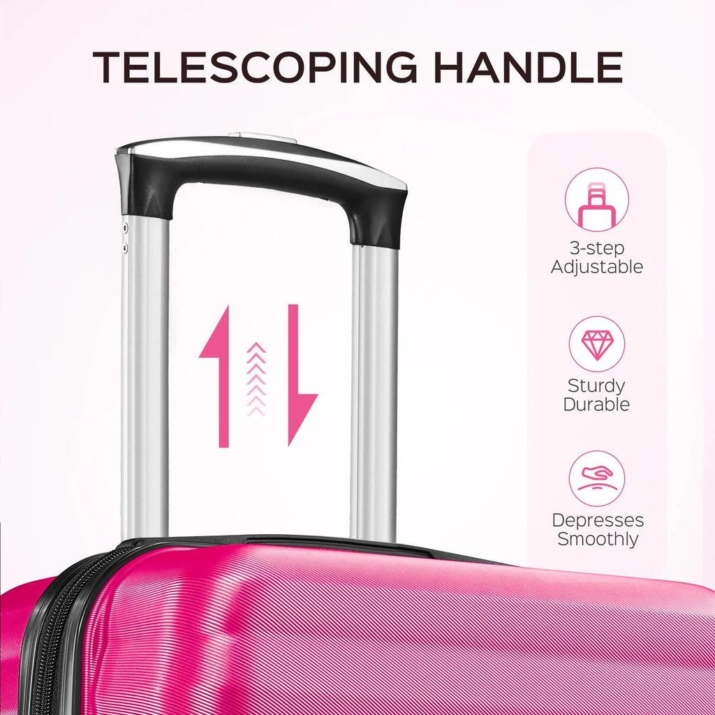 9 Piece Luggage Sets, Hard 20 24 28 in Luggage with 6 Pieces Organize Bags Travel Suitcases Sets with Wheels, Rosé