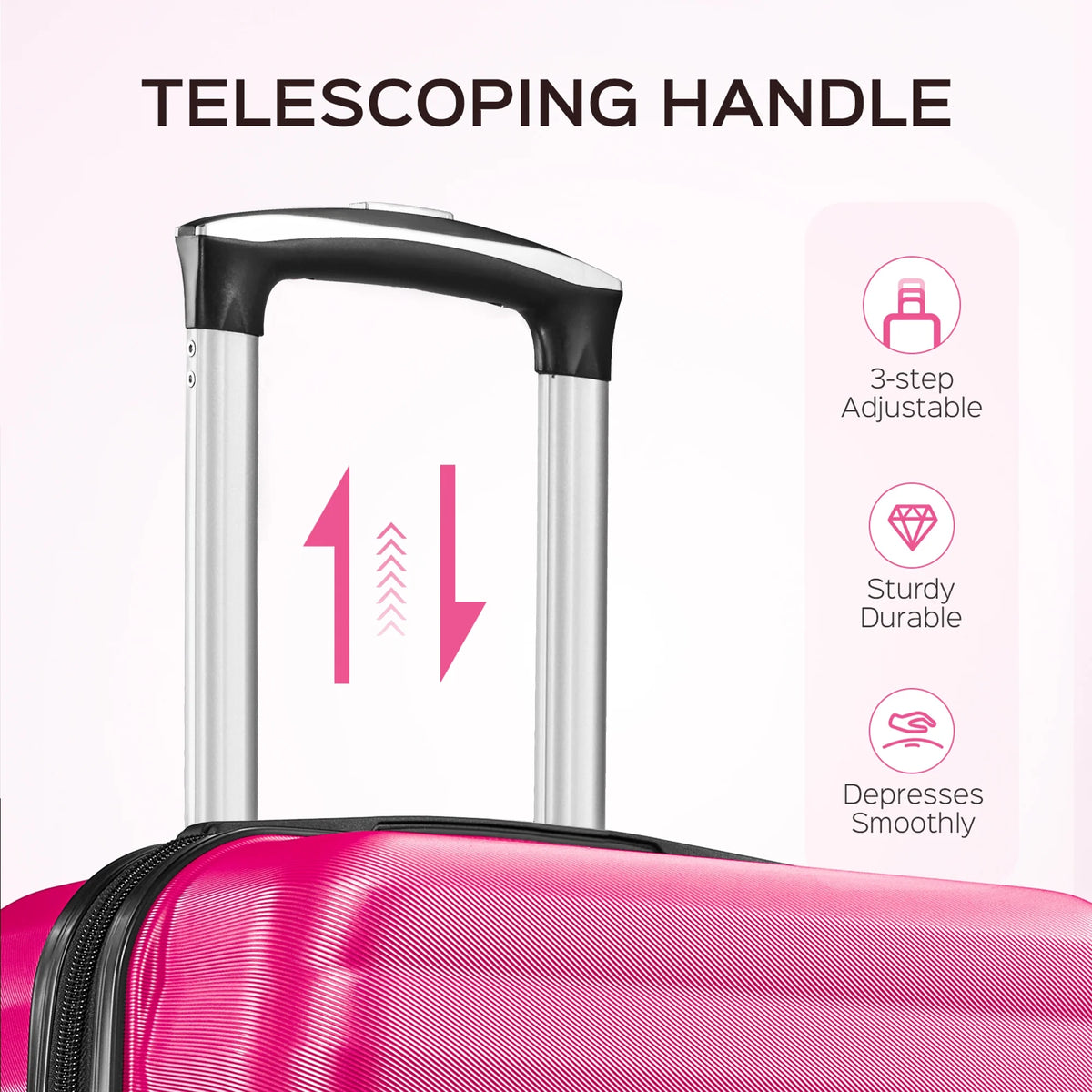 9 Piece Luggage Sets, Hard 20 24 28 in Luggage with 6 Pieces Organize Bags Travel Suitcases Sets with Wheels, Rosé