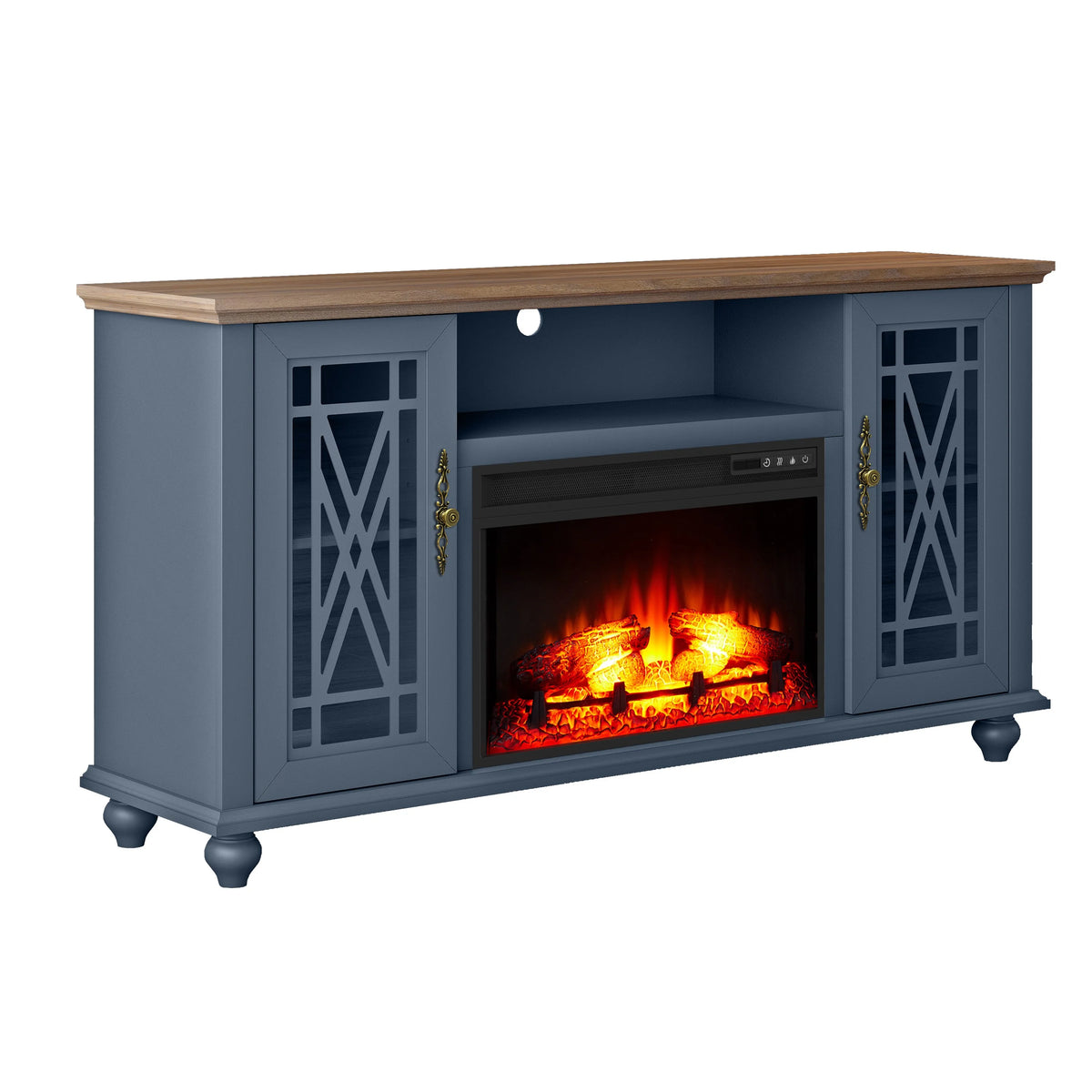 FESTIVO Elegant 61" TV Stand with Fireplace - Green
