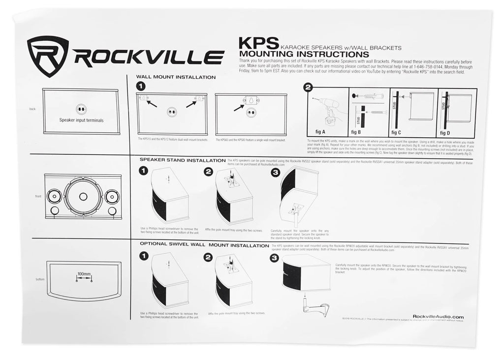 2) Rockville KPS80 8" Karaoke Vocal Speakers+Singmix 5 Bluetooth Amplifier Mixer + Rockville R14GSBR100 Red/Blk 14 Gauge 100' Ft. Mini Spool Car Audio Speaker Wire