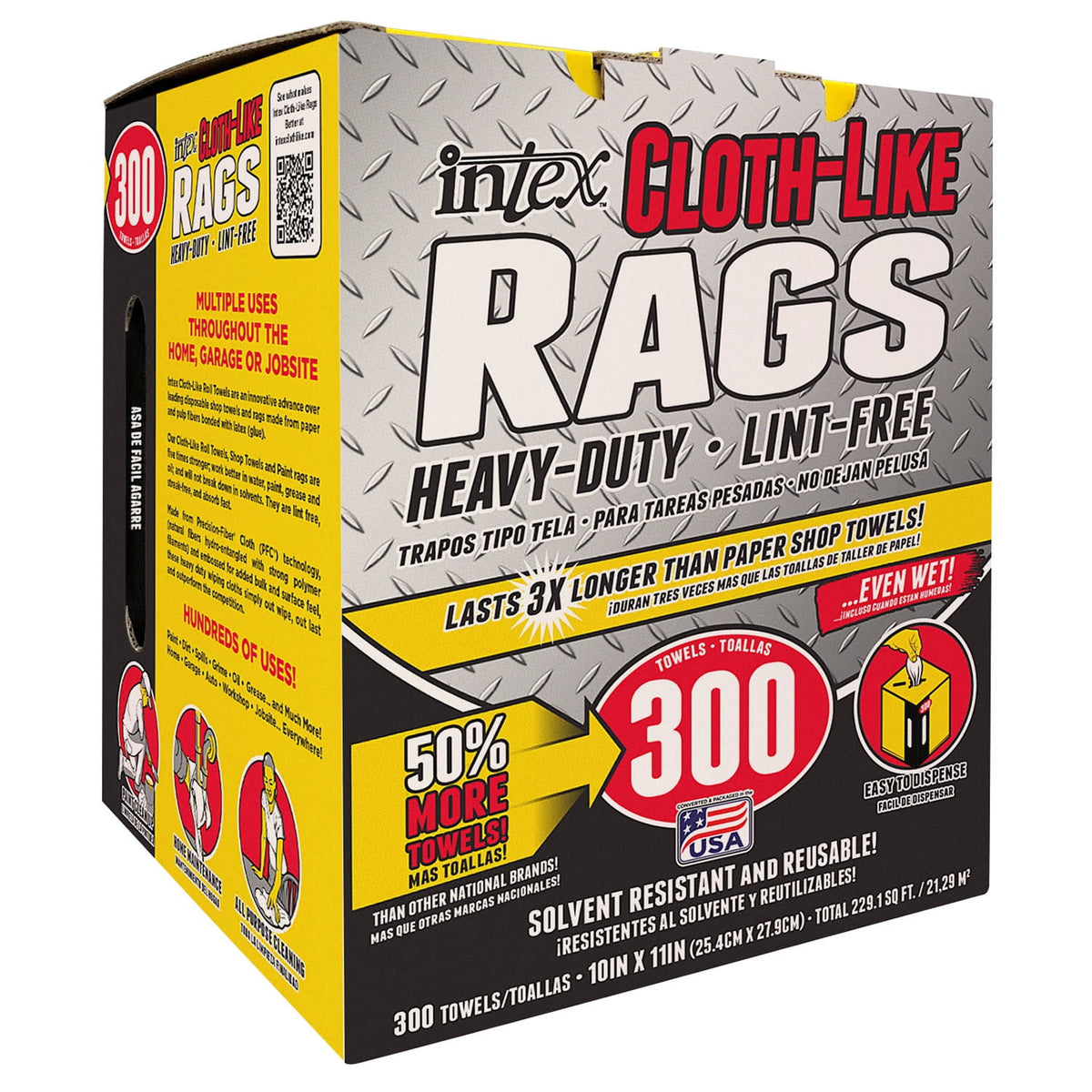 Intex Cloth-Like Fiber Blend Wiping Rags 10 inch W x 11 inch L 300