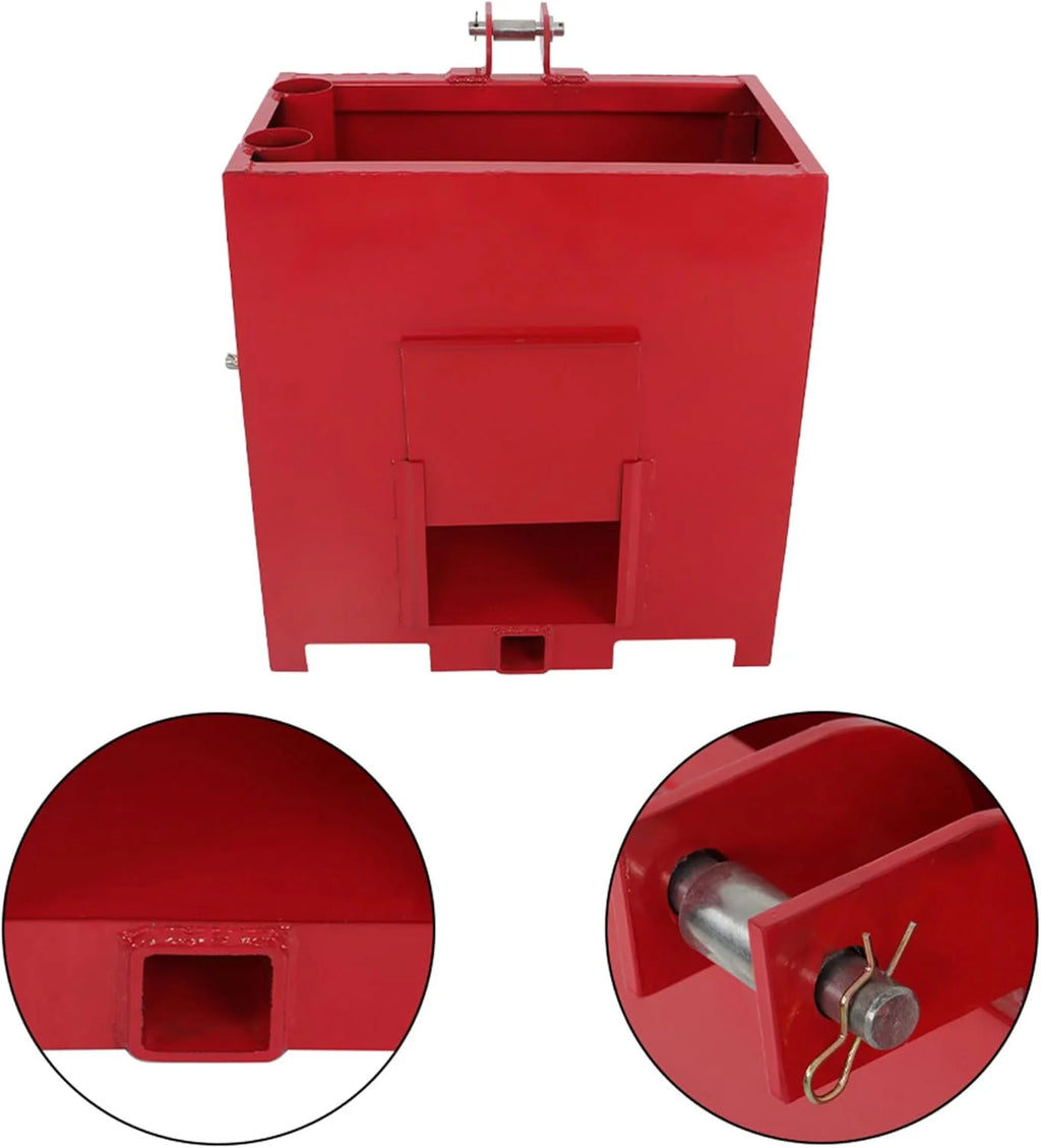 Labwork 3 Point Hitch Ballast Box 800 lb Tractor Ballast Box with 2 Receiver Replacement for 3 Point Category 1 Tractors