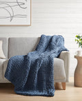 Madison Park Chunky Double Knit Handmade Throw - Indigo