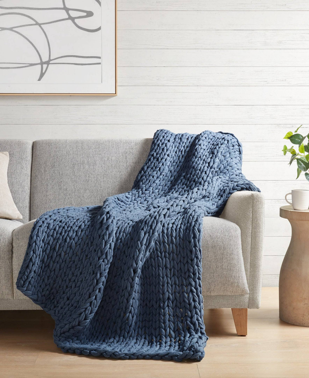 Madison Park Chunky Double Knit Handmade Throw - Indigo