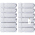 White Classic Luxury 100% Cotton Washcloths Set of 12 - 13x13" White