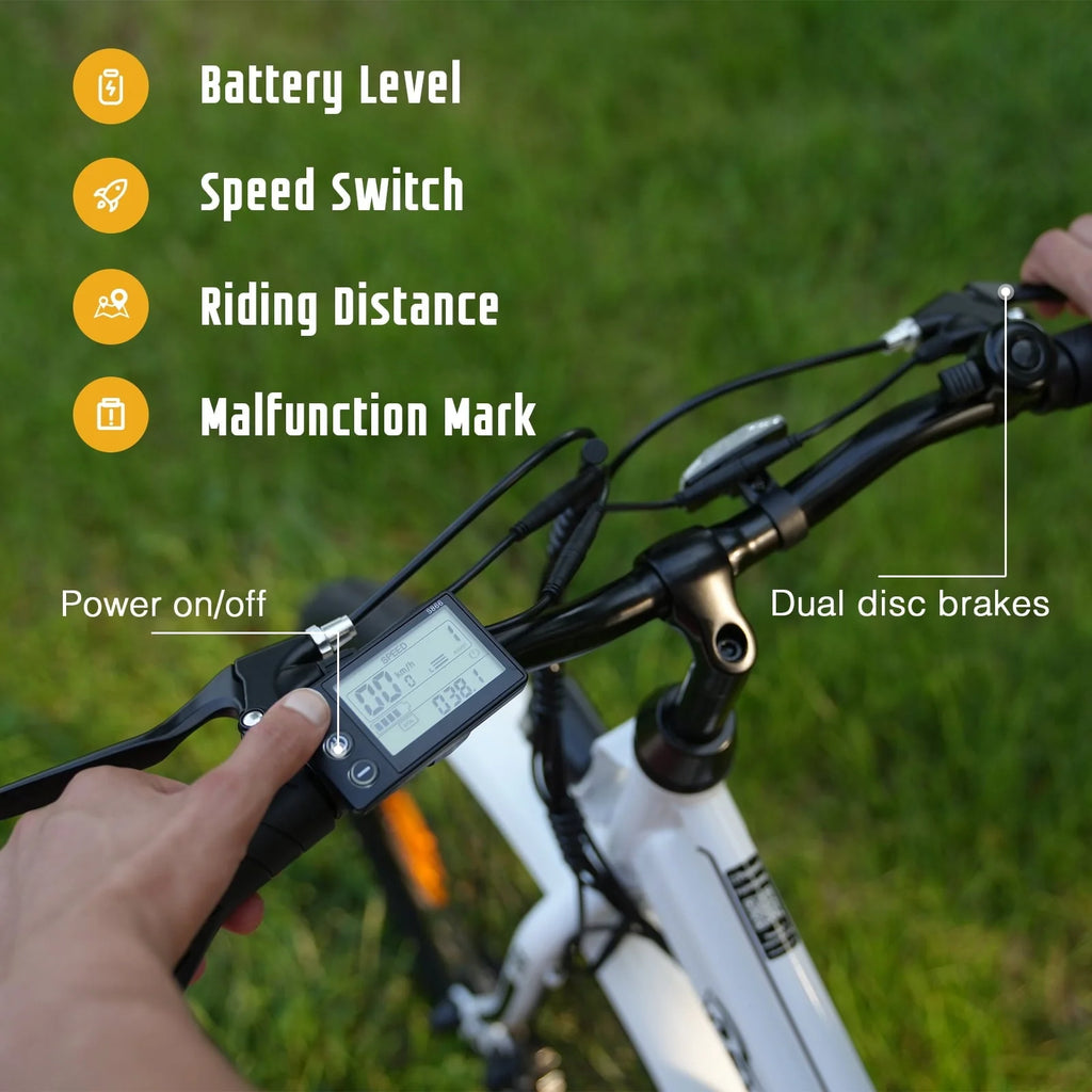 EVERCROSS Electric Bike, 26" Ebike, 500W Electric Bike for Adults, 36V Removable Battery, Max.speed 19.9MPH Electric Bicycle with LED Display, White