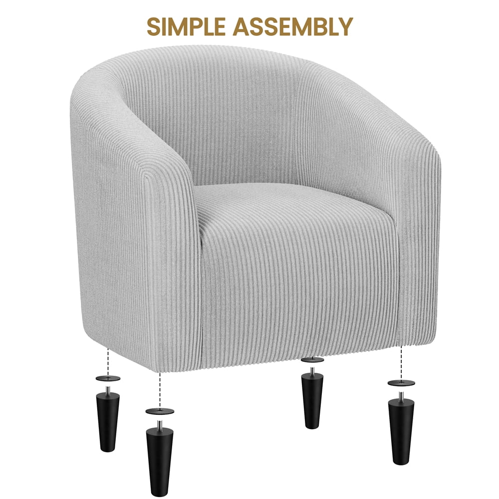 Yaheetech Upholstered Club Chair Accent Barrel Chair, Ivory