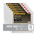 Filtrete 12x12x1 Air Filter, MPR 300, MERV 5, Clean Living Basic Dust 3-Month Pleated 1-Inch Air Filters, 6 Filters