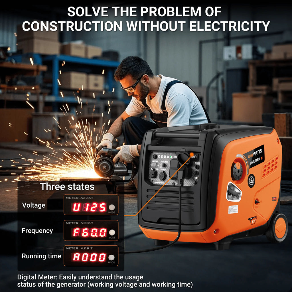 Efurden 4000W Inverter Generator Gas Powered, Portable Gas Generator for Home and Outdoor Use, Leightweight and ECO Mode