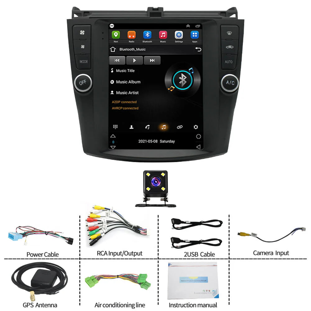 Car Radio Stereo for Honda Accord 2003 - 2007, 9.7" Touchscreen Android 12 Support Carplay Android Auto/Navigation/Bluetooth/USB/Video/Steering Wheel Control/Rear Camera/ 2+32G, Black