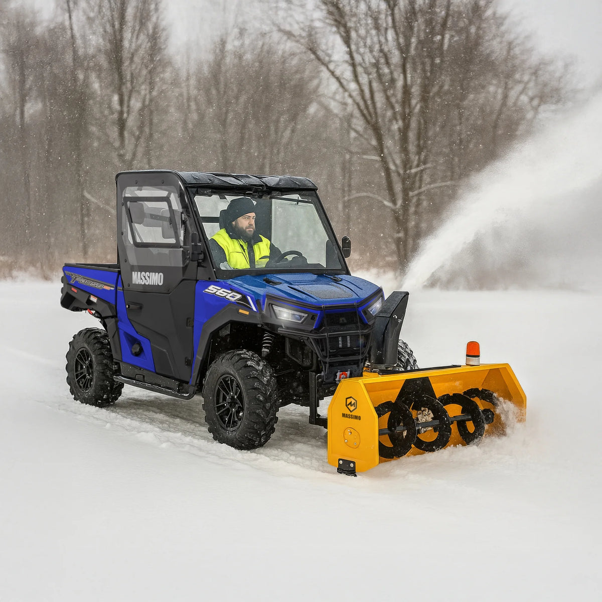 Massimo 60" Snow Blower 2 - Stage - 13HP 420cc Gas Powered UTV/ATV Attachment for Heavy Duty Snow Removal