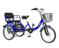 Tricycle 7 Speed. 20 inch 3 Wheel Bikes Folding Tricycle for Adults Star Strip Blue