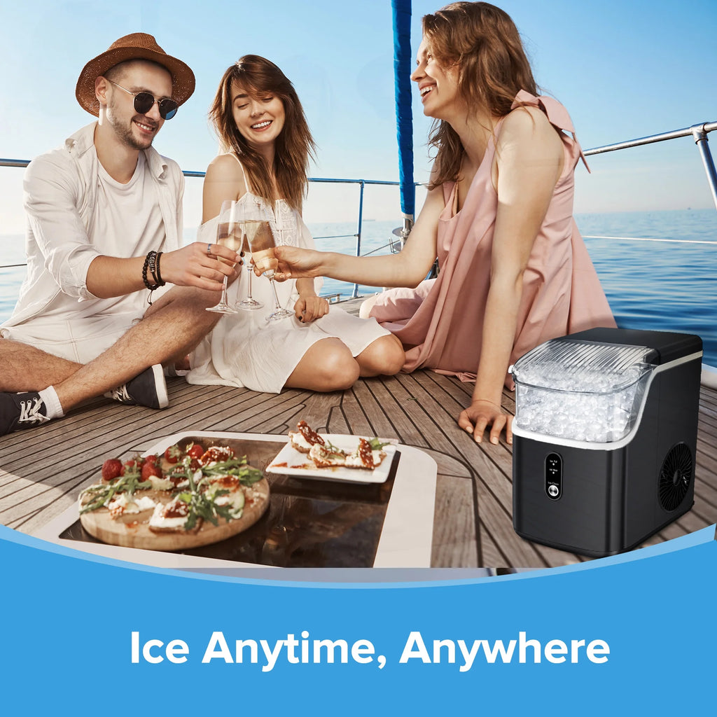 Auseo Nugget Ice Maker Countertop, Pebble Ice Maker Machine with 35 lb/24H Soft Ice, Self - Cleaning, for Home/Kitchen/Office (Black)