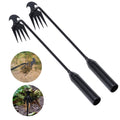 Theuzi Weed Puller Tool Garden Weed Pulling Tool, Portable Garden Weeder Tool Uprooting Weeding Tool, 4 Teeth Manganese Steel Forged Hand Weeder for