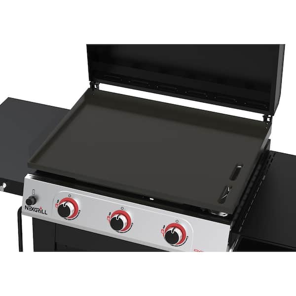 Daytona 3-Burner 30 in. Propane Gas Griddle in Black with Lid