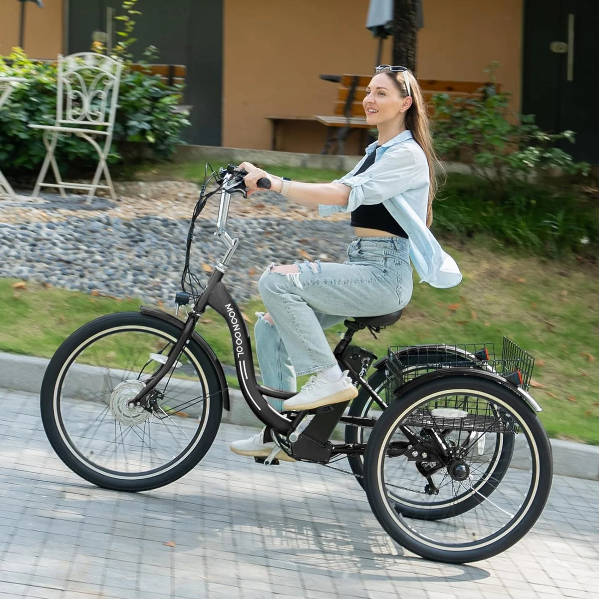 ABORON 24" 26" Electric Tricycles, 36V 10ah 350W Lithium Battery, 7 Speed E - Trike for Adults with Large Capacity Rear Basket & Adjustable Seat