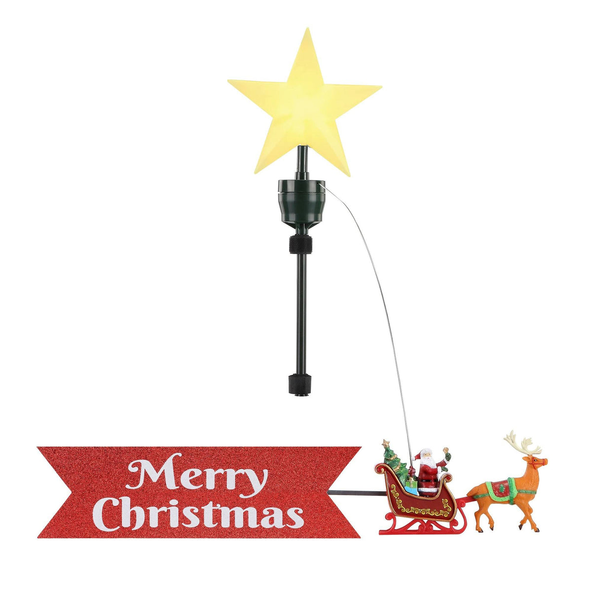 Mr. Christmas Mr. Christmas Santa's Sleigh Animated Tree Topper, Red