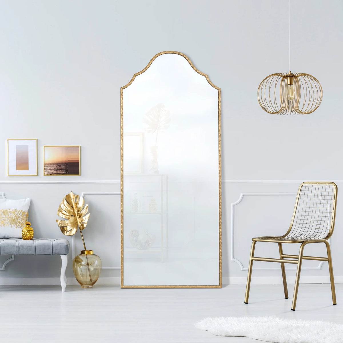 Gold Frame Art Deco Arch Floor Mirror 30"x70" My Texas House