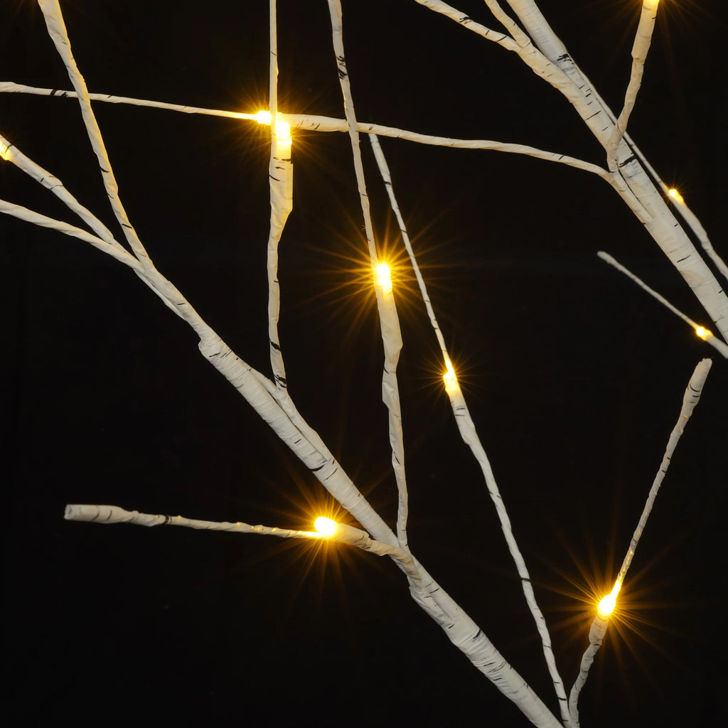 AECOJOY Set of Lighted Birch Tree, 4FT/5FT/6FT LED Artificial Tree with Warm White Lights, Christmas Tree for Decoration