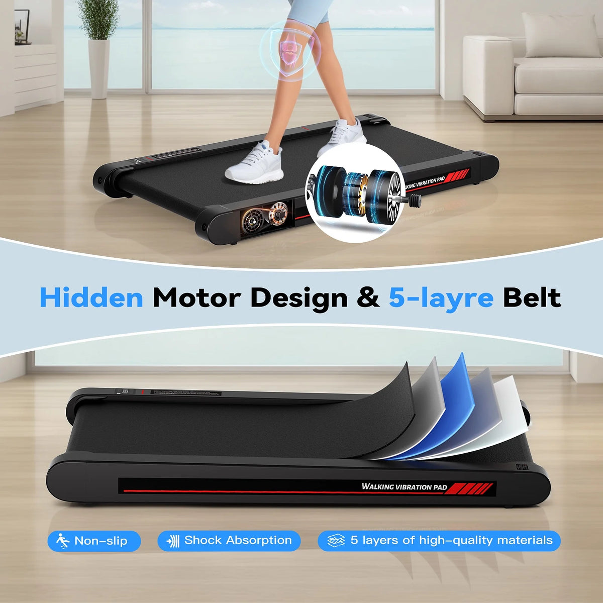 Sperax Walking Pad Treadmill with APP, 3 in 1 Portable Under Desk Treadmill Fitness, Walking Vibration Workout Pad with Remote Control